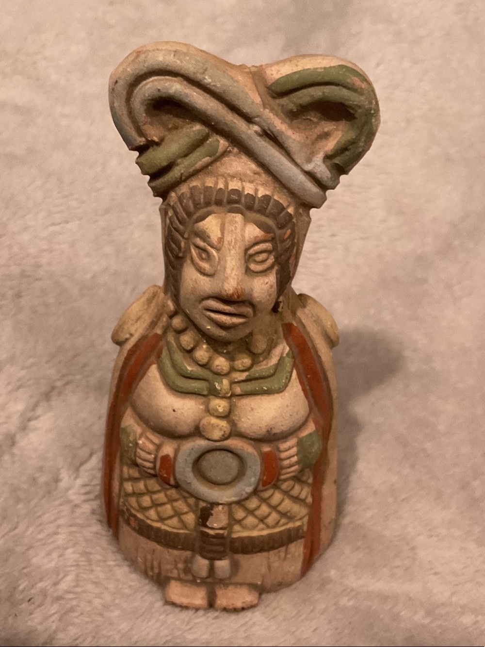 Rare handmade in Mexico Maya-Aztec clay figurine.